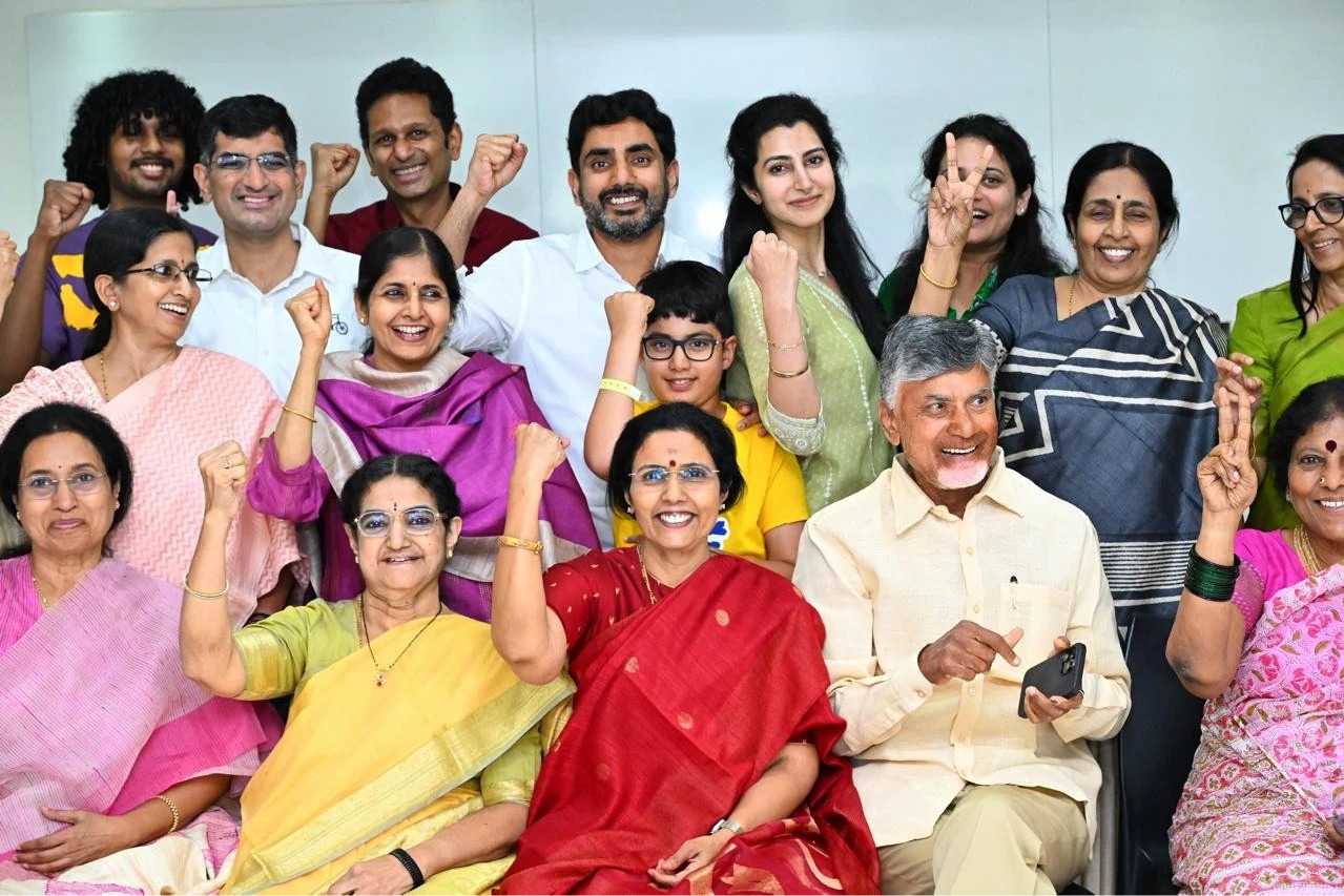 Chandrababu family members celebrates in grand style after TDP landslide victory 