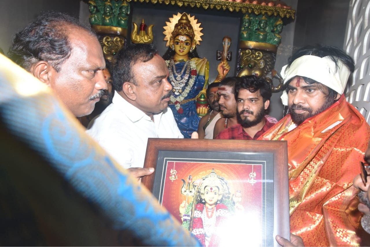 Pawan Kalyan visits Nookambika temple in Anakapalle
