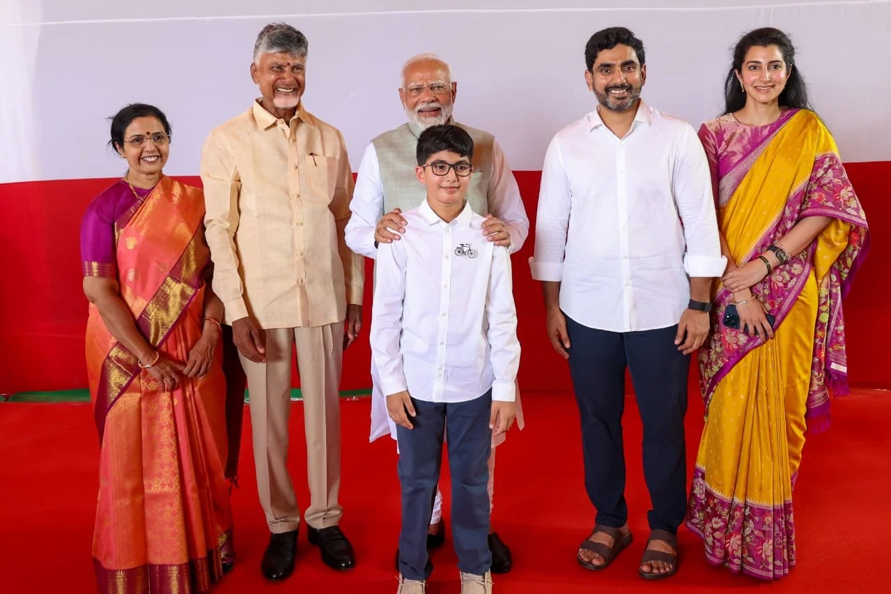 PM Modi photographed with Chandrababu family members