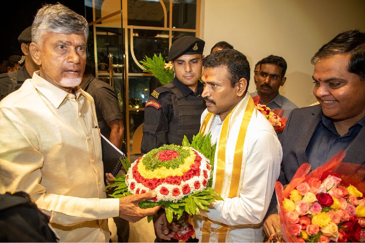 CM Chandrababu and family members arrives Tirumala