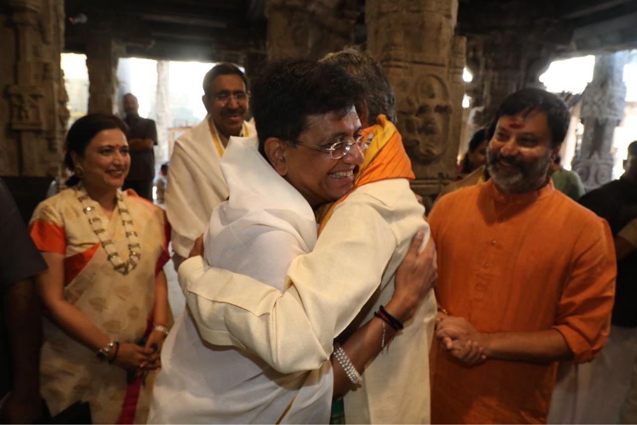 Union minister Piyush Goyal met CM Chandrababu in Tirumala Temple