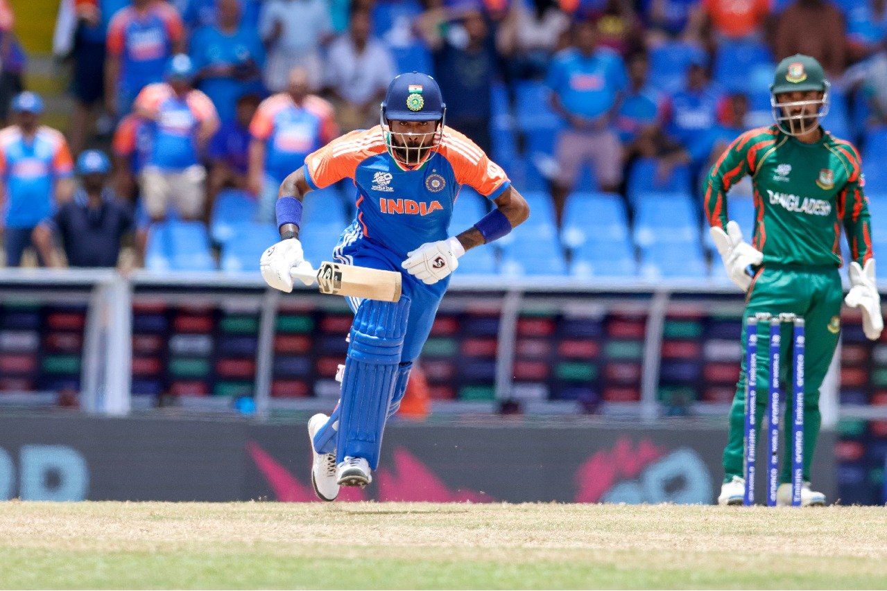 T20 World Cup: Hardik Pandya’s unbeaten 27-ball fifty propels India to a commanding 196/5