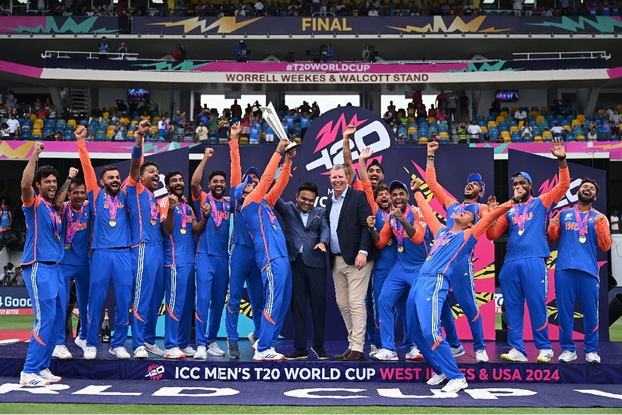 Team India celebrates with T20 World Cup trophy