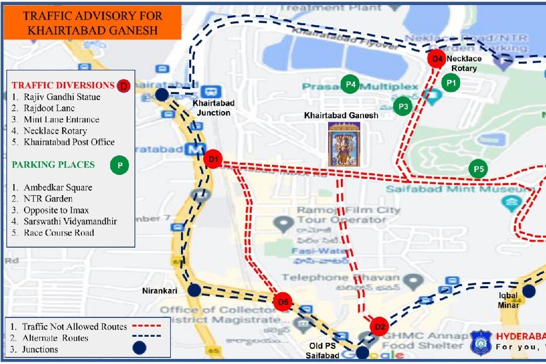 Traffic diversions for Khairatabad Ganesh festival