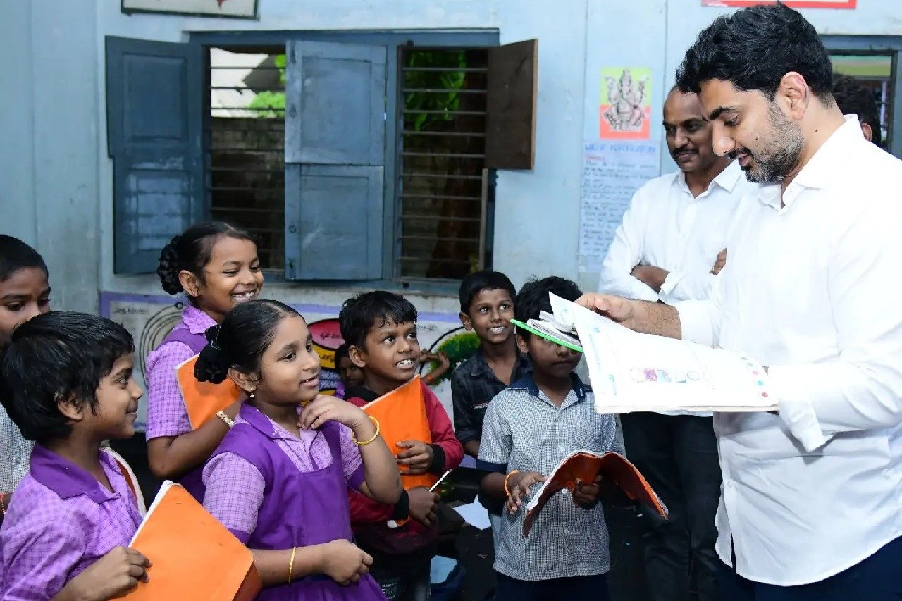 Nara Lokesh inspects a school in Srikakulam