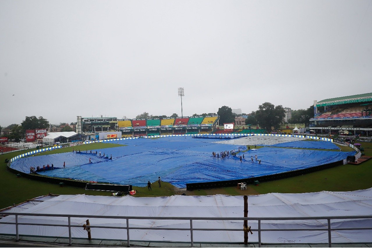 Play has been called off for Day 2 due to rain in Kanpur