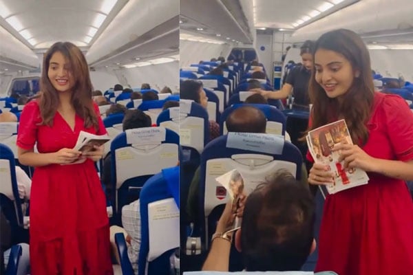 Ananya Nagalla Pottel Movie Promotions in Flight