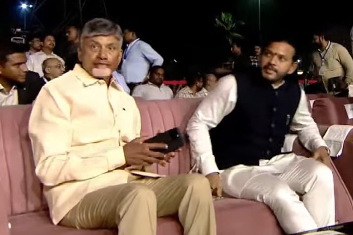 CM Chandrababu attends drone show at Punnami Ghat in Vijayawada