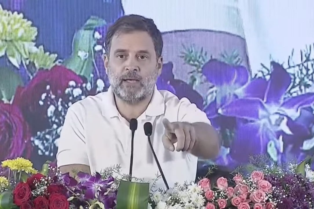 Rahul Gandhi speaks at the caste census consultation meeting at in Hyderabad