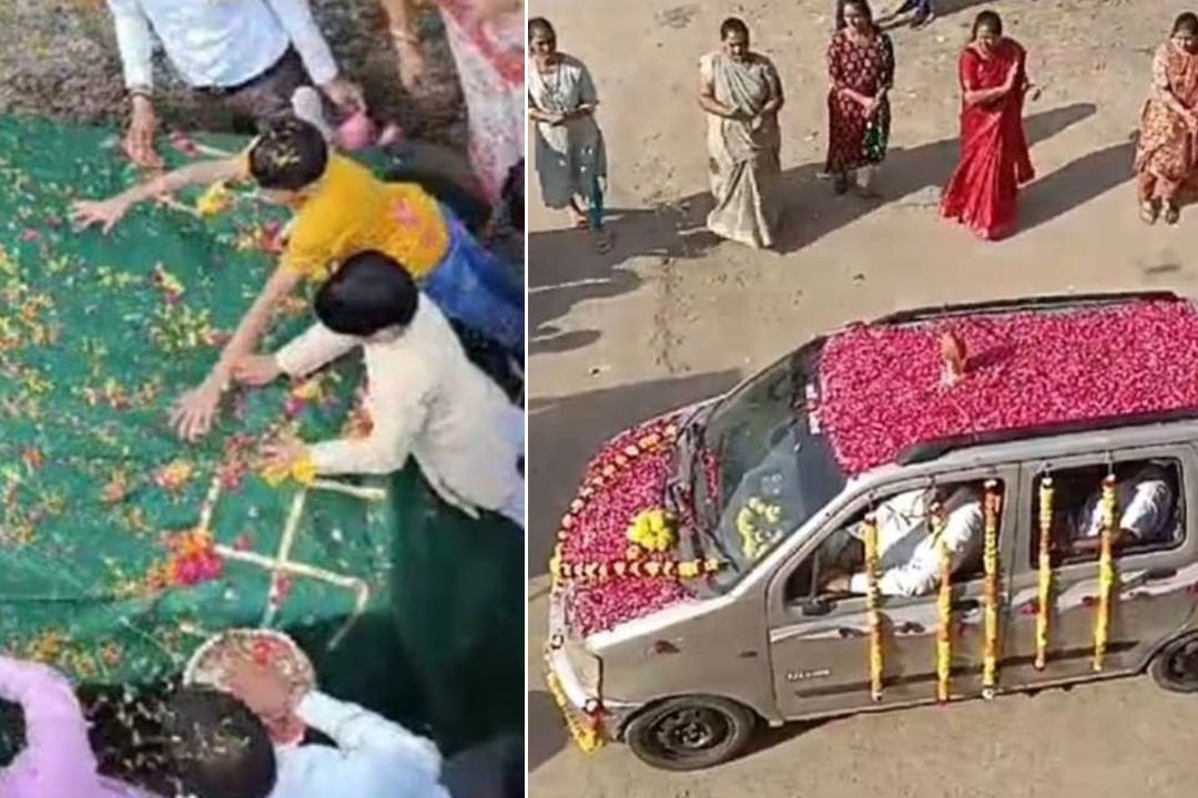 A farmers family organized a grand event Samadhi for their lucky car