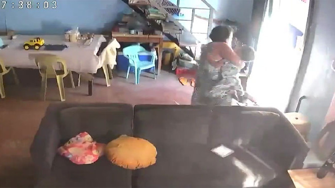 Philippines Earthquake Grandmother risks life to save grandson viral video