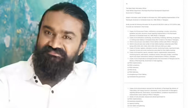 Rahul Ramakrishna files RTI on PESA Act implementation in Telugu states