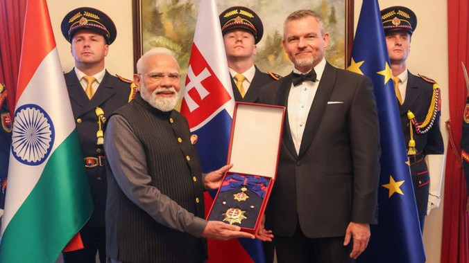 PM Modi receives another international honor Slovakia presents highest national award
