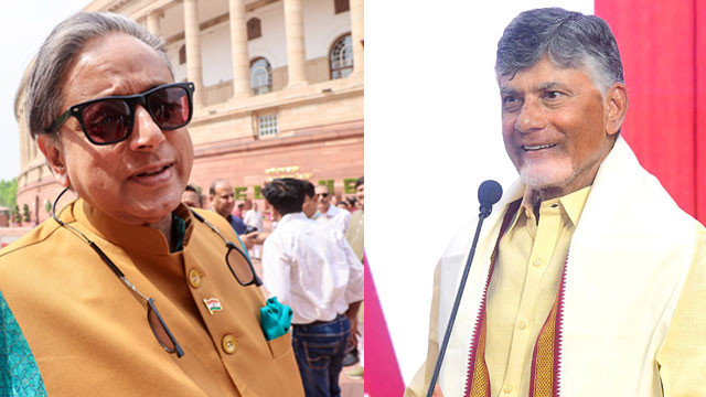 Shashi Tharoor counter to Chandrababu on delimitation of constituencies sensational post with driver salary example