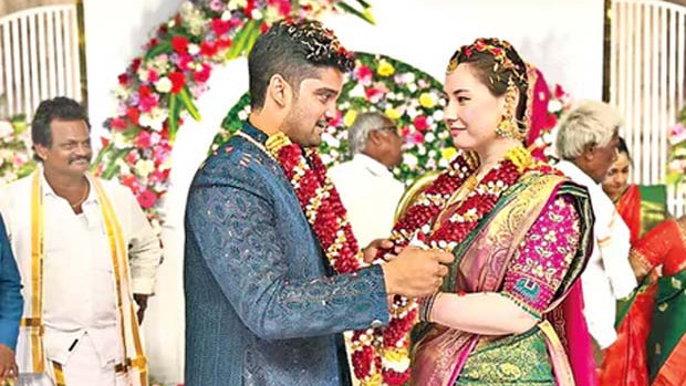 Yampati Venkateswarlu marries German bride in Palnadu following two traditions