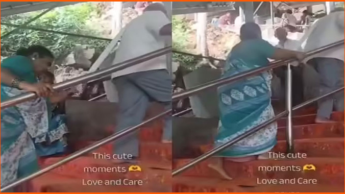 Elderly couple viral video on Tirumala steps shows meaning of Nathi Charami