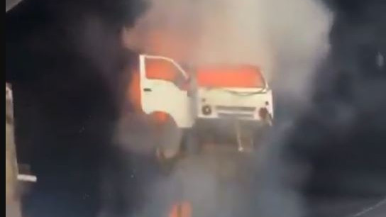 Muharram procession dangerous stunt car blown up at 40 feet height in Ujjain
