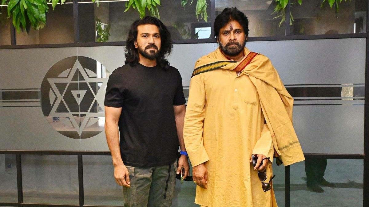 Ram Charan meets Pawan Kalyan see photos