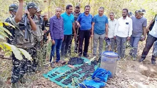 Maoist weapon dump and 24 lakh cash seized in Chhattisgarh