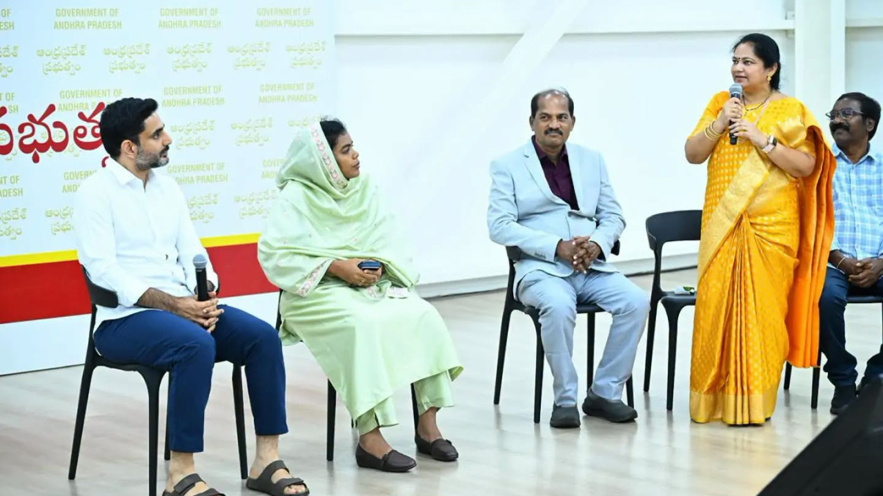 Nara Lokesh meets teachers as they share interesting facts from Singapore tour