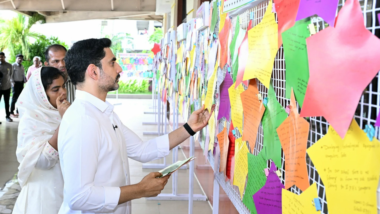 Nara Lokesh listens to student dreams and suggestions at Shining Stars event