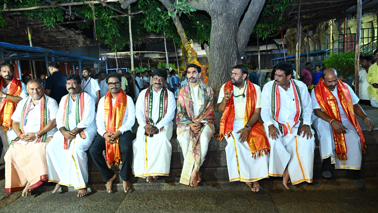 Nara Lokesh attends dinner meeting at MLA Bojjala Sudheer Reddy house
