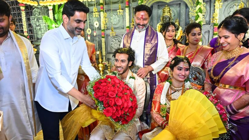 Nara Lokesh attends wedding ceremonies and blesses newlywed couples