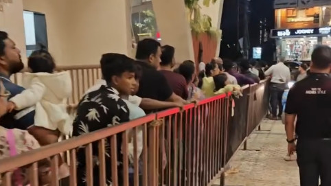 Huge queue for free food viral social media post calls it mental poverty