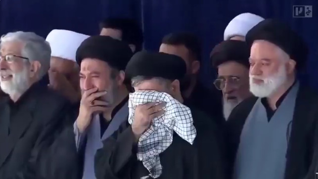 Ali Khamenei funeral sons weep uncontrollably seeing fathers coffin