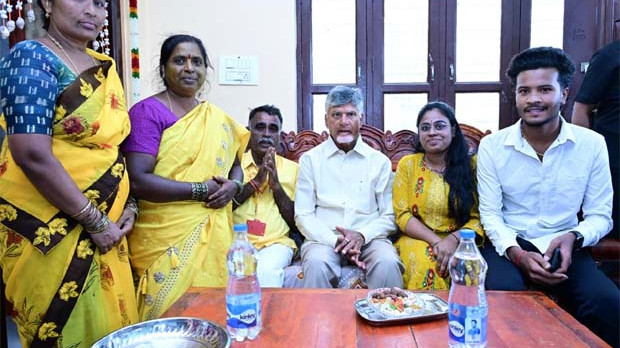 CM visit in Kuppam Chandrababu Naidu goes to TDP senior leader house