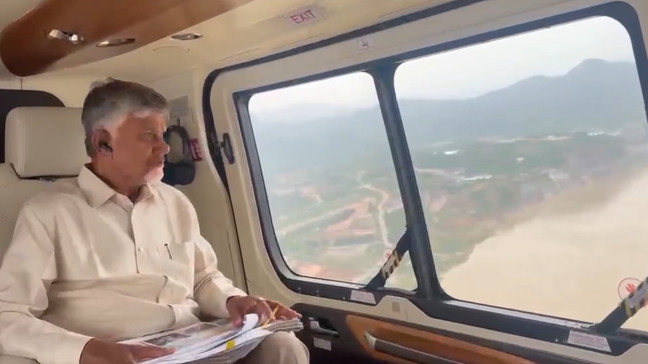 CM Chandrababu Naidu conducts aerial view of Polavaram Project