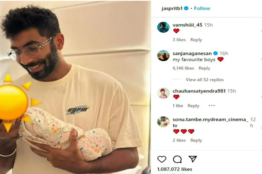 Pacer Jasprit Bumrah posted the photo of his son