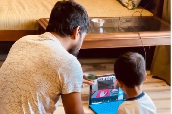 Nani attending online classes along with his son