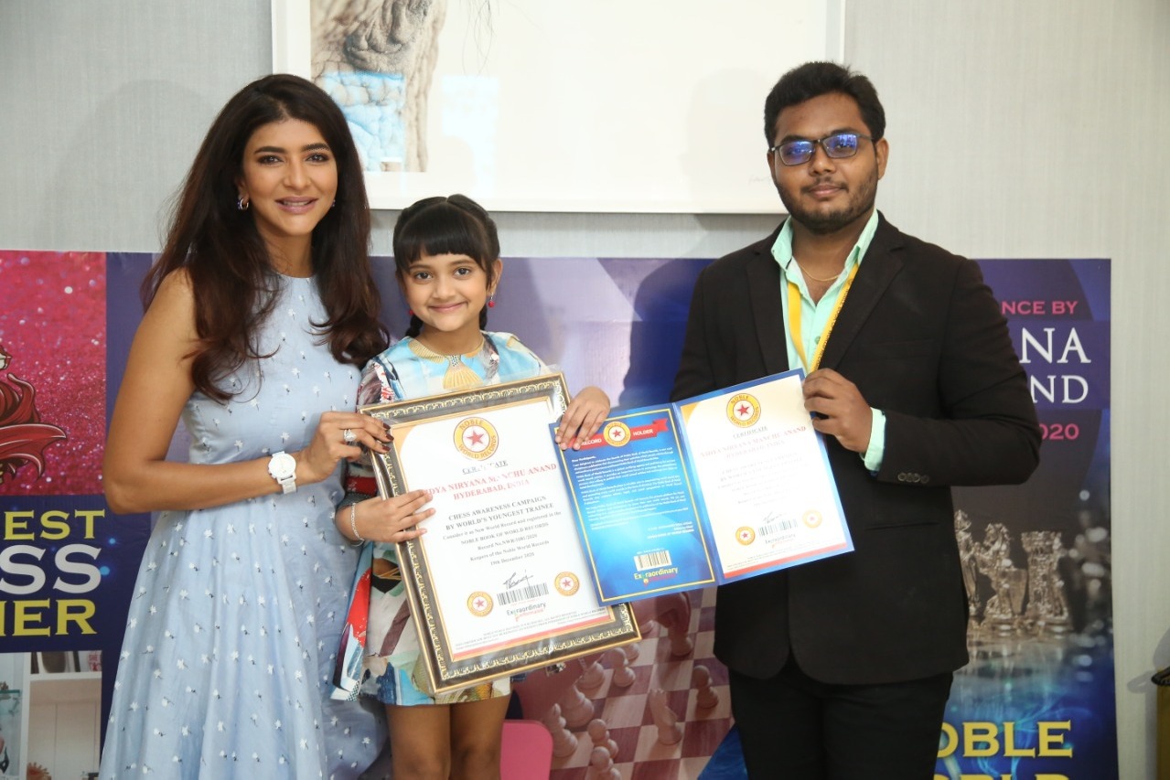 Manchu Lakshmi daughter Vidya Nirvana set record as Youngest Chess Trainer