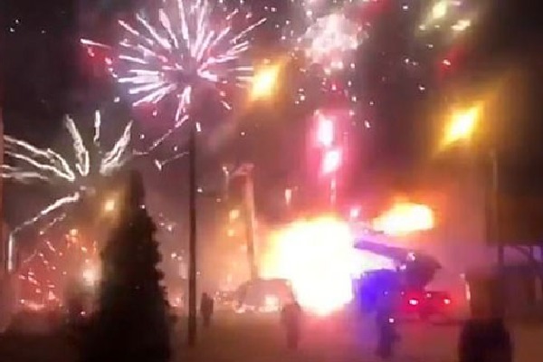 fireworks factory explodes in Russia sending thousands of rockets into the skies