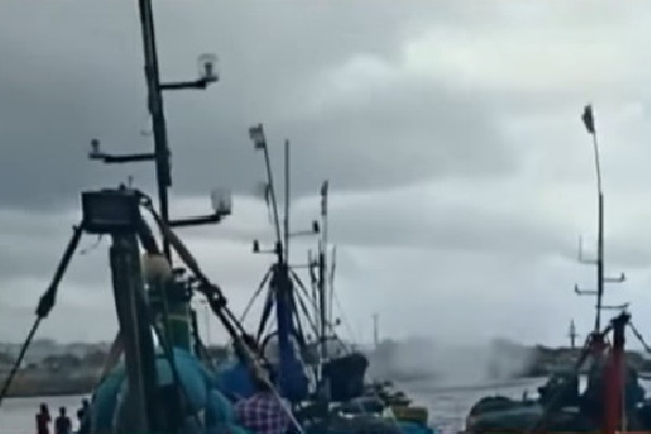 Tornado appears at Visakha fishing harbor 