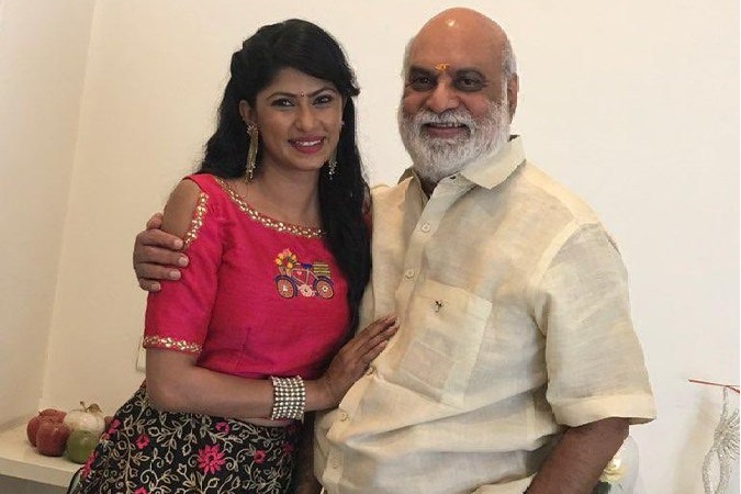 Senior director K Raghavendra Rao gives his blessings to anchor Neha Chowdary who selected for IPL as an anchor