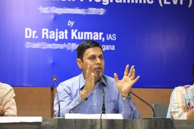 Telangana irrigation principal secretary Rajat Kumar talks after meeting