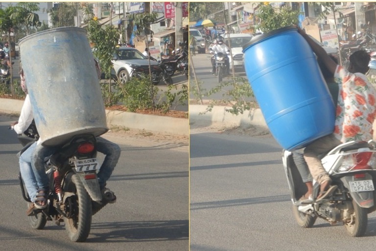 Cyberabad Traffic Police says do not carry heavy things on two wheeler 
