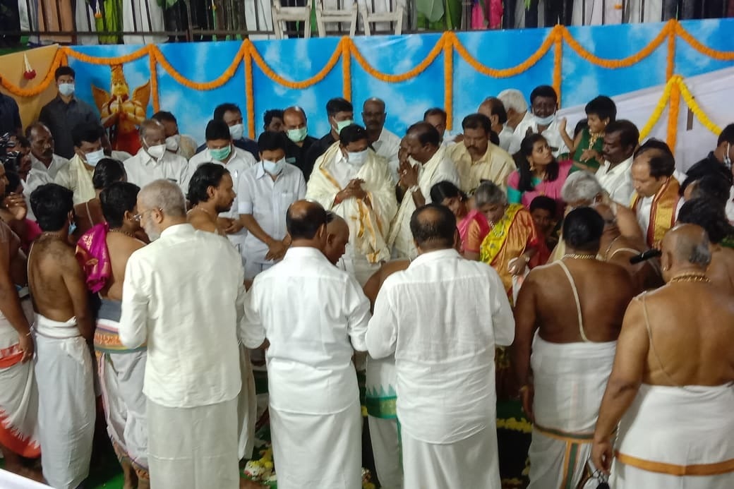 Foundation stone ceremony for Srivari Temple in Tamilnadi