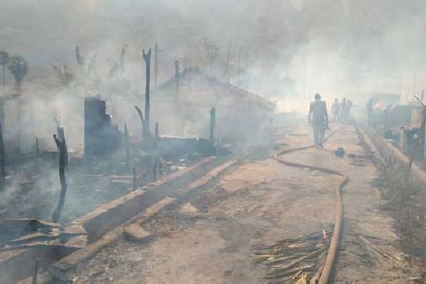 Huge fire accident in vizianagaram dist