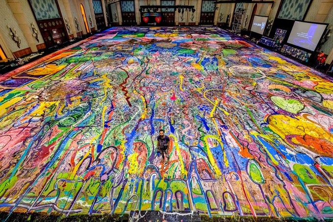 Artwork from worlds largest canvas painting  