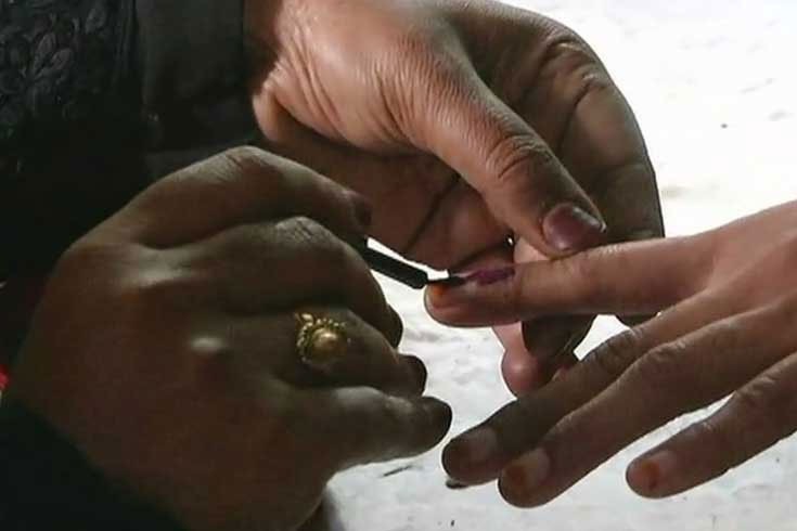 Tirupati Voters get ink mark on right hand in bypolls