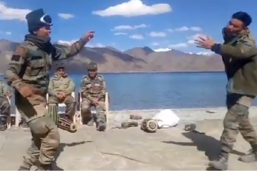 Indian Army jawans dance at the Pangong Tso lake in viral video
