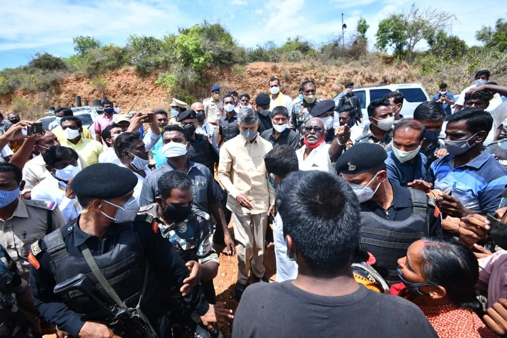 Chandrababu visits sand mining reach in Tirupati lok sabha constituency 