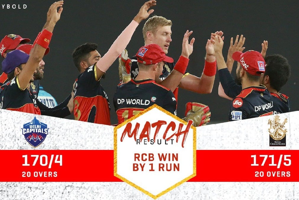 RCB Defeated Delhi by One Run