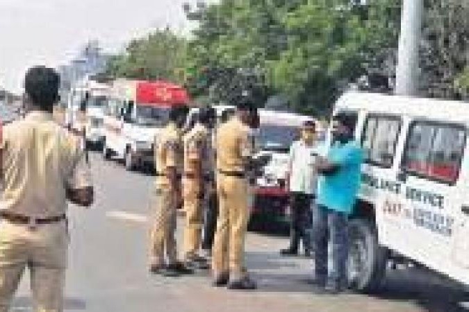  Telangana police stop ambulances at Pullur toll plaza 