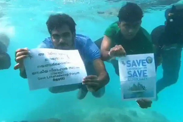 Lakshadweep Protests At Homes On Beaches and Under Sea