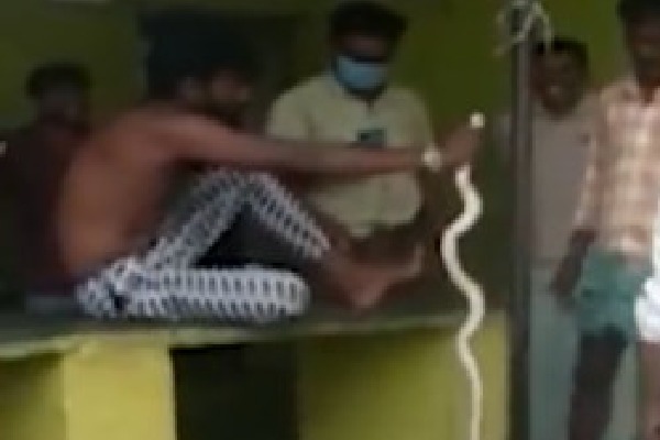 Karnataka man catches snake which bite him