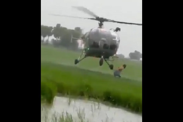 Army helicopter rescued twelve farmers in Bhupalapalli district